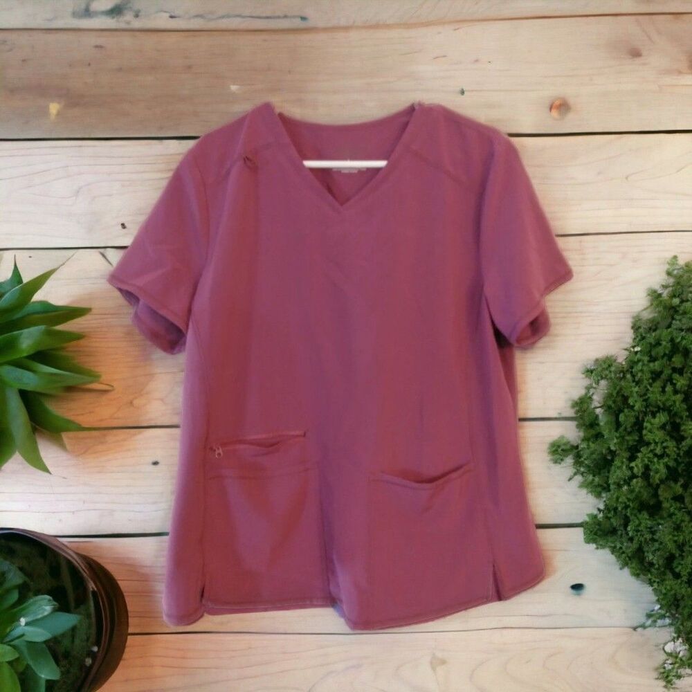 Large Allura Cherokee Scrub Top Burgundy WIN